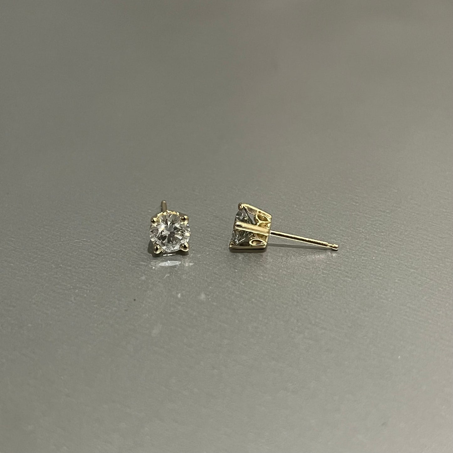 10k Yellow Gold Scroll Setting Moissanite 1 CTW 5mm Stud Earrings