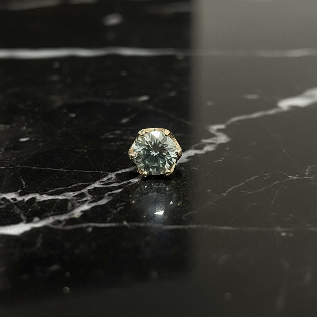 10K Yellow Gold 1.00 CTW VVS Blue Moissanite 5mm Handmade Stud Earrings With Tulip Setting