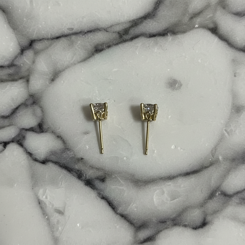 10k Yellow Gold Scroll Setting E-F Lab Diamond 1 CTW 5mm Stud Earrings