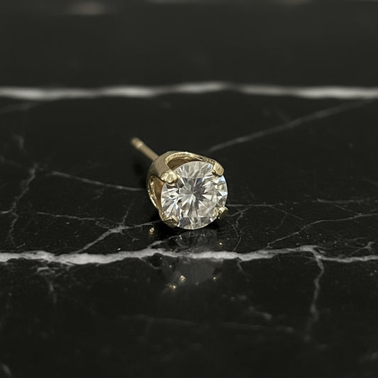 10K Yellow Gold 1.00 CTW 5mm VVS Moissanite Handmade Elegant Prong Stud Earrings