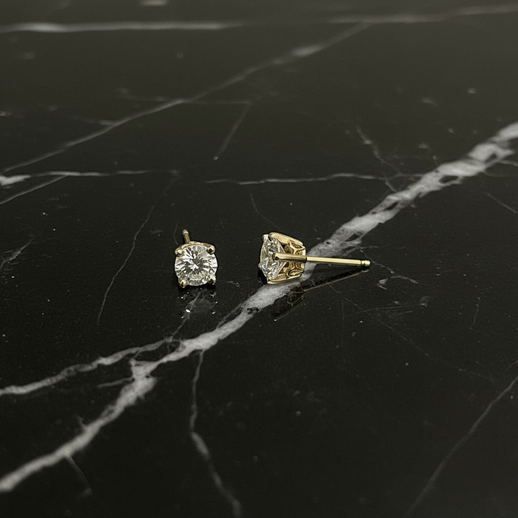10k Yellow Gold Scroll Setting Moissanite 1 CTW 5mm Stud Earrings