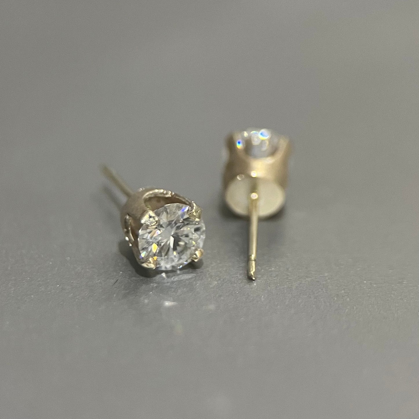 10K Yellow Gold 1.00 CTW 5mm VVS Moissanite Handmade Elegant Prong Stud Earrings