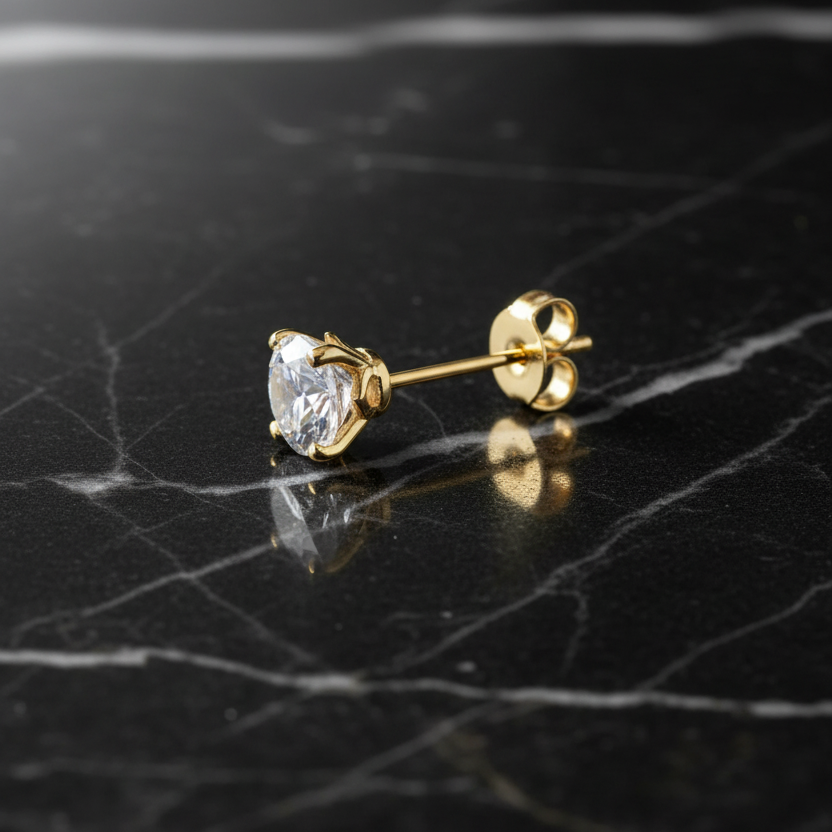 14K Yellow Gold Princess Setting Moissanite 1 CTW 5MM Stud Earrings