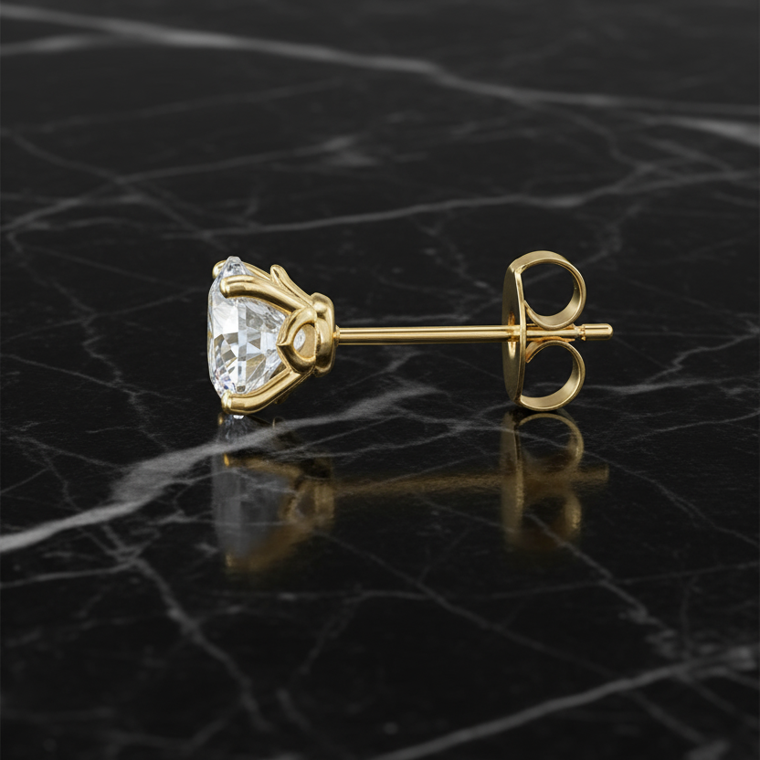 14K Yellow Gold Princess Setting Moissanite 1 CTW 5MM Stud Earrings